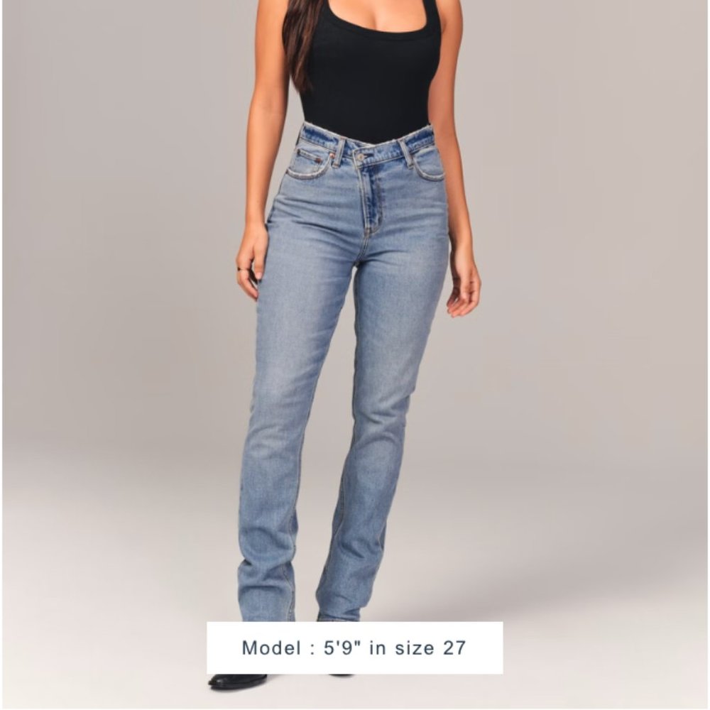 Abercrombie & Fitch Women's Straight Leg Jeans - Light Blue